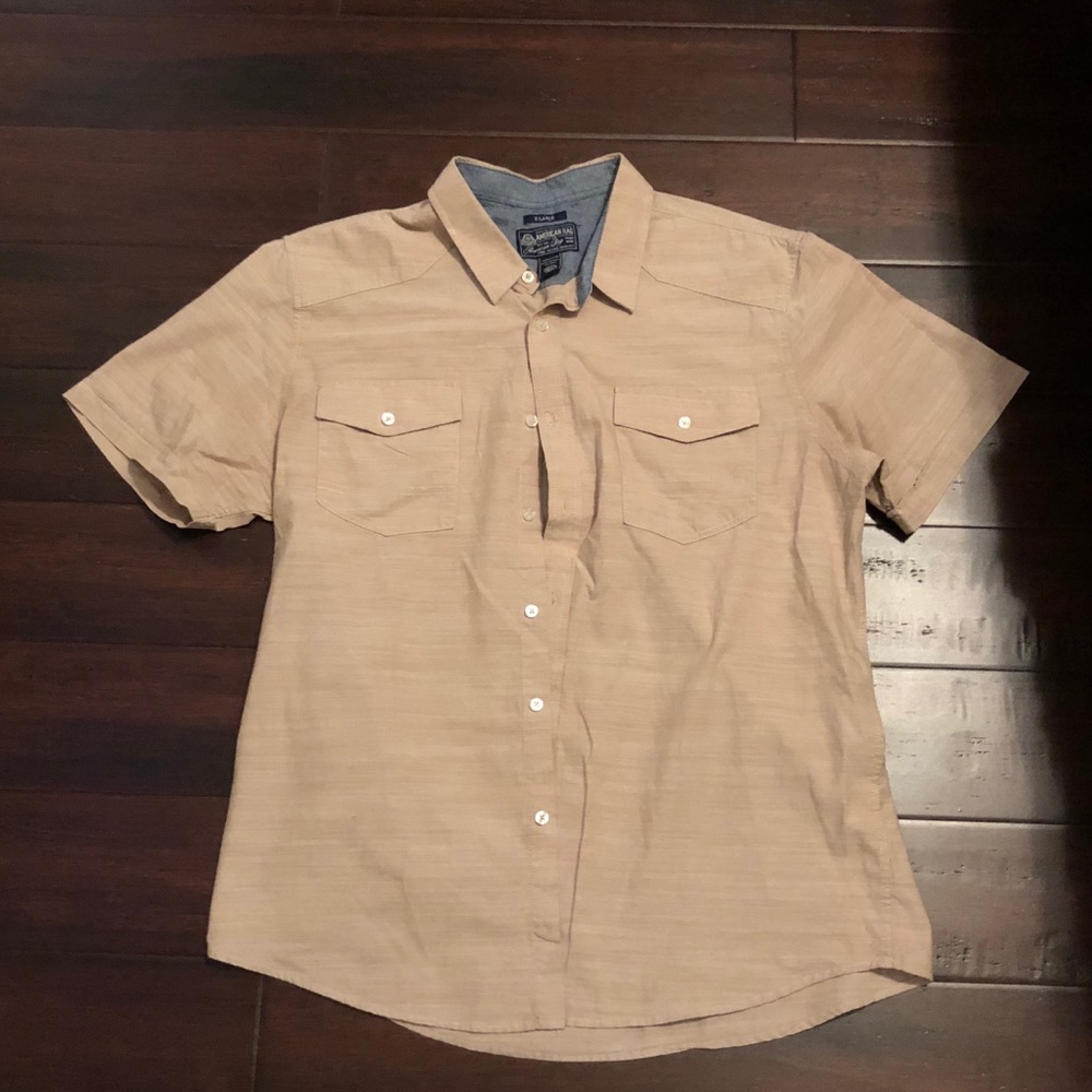 Men Tan Button Up